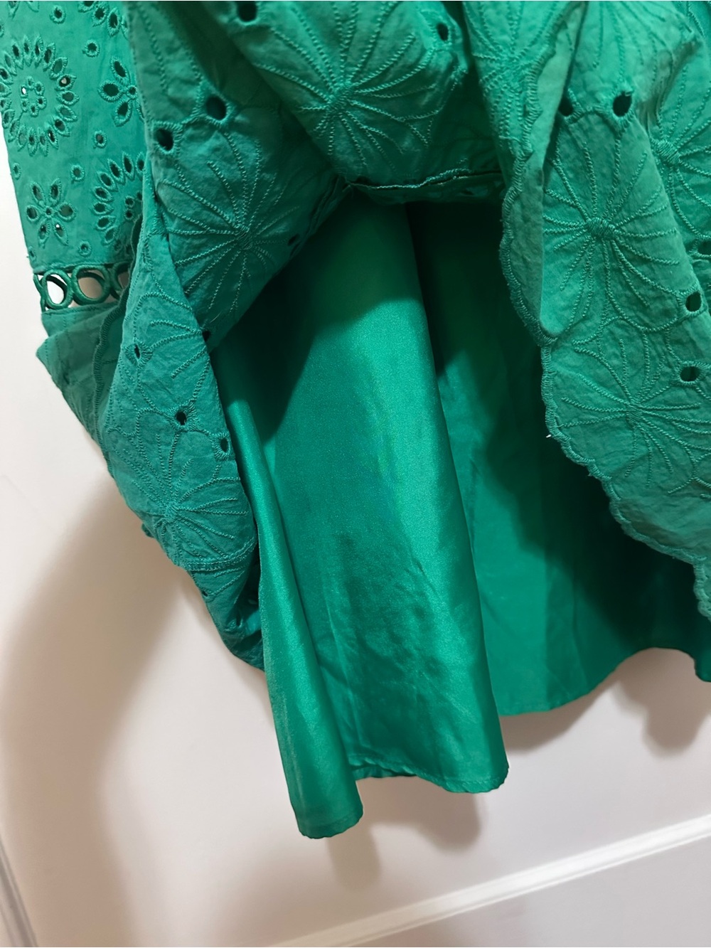 ASOS green cotton floral eyelet maxi sundress e/ cutouts - size 14 - Picture 9 of 12